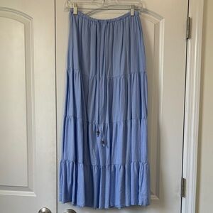 Light Periwinkle Tiered Maxi Skirt with Drawstring